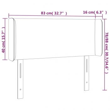 LED Kopfteil Hellgrau 83x16x78/88 cm Samt