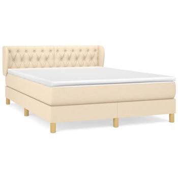 Boxspringbett mit Matratze Creme 140x190 cm Stoff