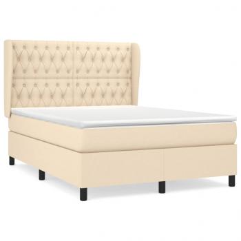 Boxspringbett mit Matratze Creme 140x190 cm Stoff