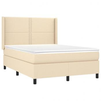 Boxspringbett mit Matratze Creme 140x190 cm Stoff