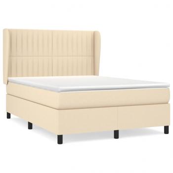 Boxspringbett mit Matratze Creme 140x190 cm Stoff