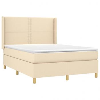 Boxspringbett mit Matratze & LED Creme 140x190 cm Stoff