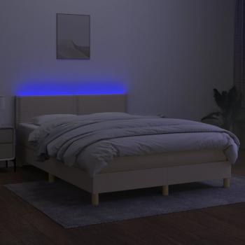 Boxspringbett mit Matratze & LED Creme 140x190 cm Stoff