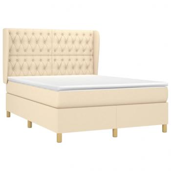 Boxspringbett mit Matratze Creme 140x190 cm Stoff