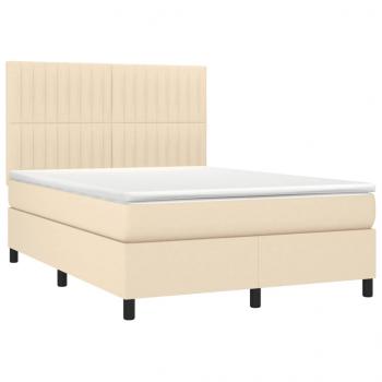 Boxspringbett mit Matratze & LED Creme 140x190 cm Stoff