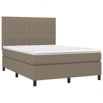 Boxspringbett mit Matratze & LED Taupe 140x190 cm Stoff