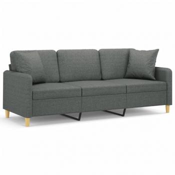 3-Sitzer-Sofa mit Zierkissen Dunkelgrau 180 cm Stoff