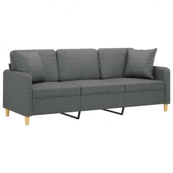 3-Sitzer-Sofa mit Zierkissen Dunkelgrau 180 cm Stoff