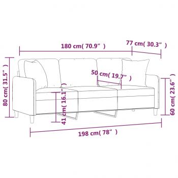 3-Sitzer-Sofa mit Zierkissen Dunkelgrau 180 cm Stoff