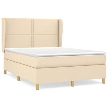 Boxspringbett mit Matratze Creme 140x190 cm Stoff