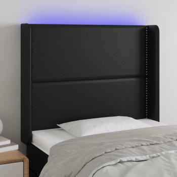 ARDEBO.de - LED Kopfteil Schwarz 103x16x118/128 cm Kunstleder