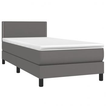 Boxspringbett mit Matratze Grau 80x200 cm Kunstleder