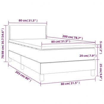 Boxspringbett mit Matratze Grau 80x200 cm Kunstleder