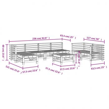 8-tlg. Garten-Lounge-Set Grau Massivholz Kiefer