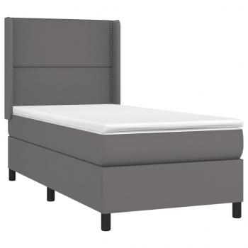 Boxspringbett mit Matratze Grau 100x200 cm Kunstleder