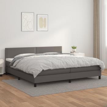 ARDEBO.de - Boxspringbett mit Matratze Grau 200x200 cm Kunstleder