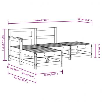 4-tlg. Garten-Lounge-Set Massivholz Kiefer