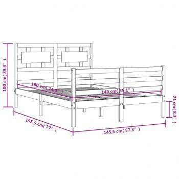 Massivholzbett mit Kopfteil 140x190 cm