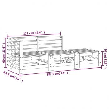 3-tlg. Garten-Lounge-Set Honigbraun Massivholz Kiefer