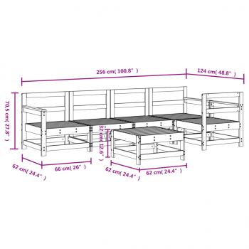 6-tlg. Garten-Lounge-Set Massivholz Kiefer