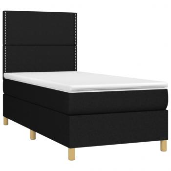 Boxspringbett mit Matratze & LED Schwarz 80x200 cm Stoff