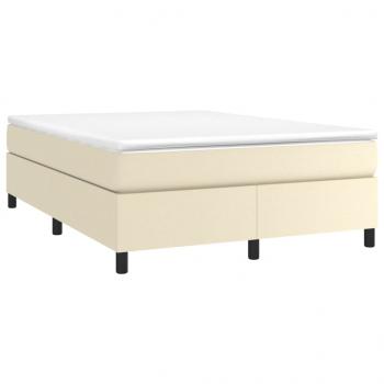 Boxspringbett mit Matratze Creme 140x190 cm Kunstleder