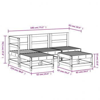 5-tlg. Garten-Lounge-Set Massivholz Kiefer