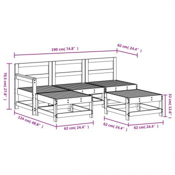 5-tlg. Garten-Lounge-Set Massivholz Kiefer