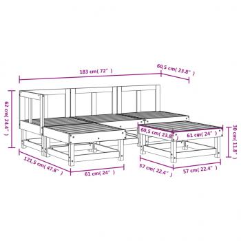 5-tlg. Garten-Lounge-Set Massivholz Kiefer