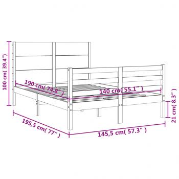 Massivholzbett mit Kopfteil 140x190 cm