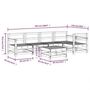 6-tlg. Garten-Lounge-Set Grau Massivholz Kiefer