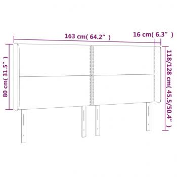 LED Kopfteil Schwarz 163x16x118/128 cm Stoff