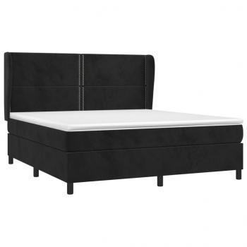 Boxspringbett mit Matratze Schwarz 160x200 cm Samt