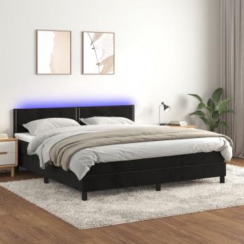 ARDEBO.de - Boxspringbett mit Matratze & LED Schwarz 160x200 cm Samt