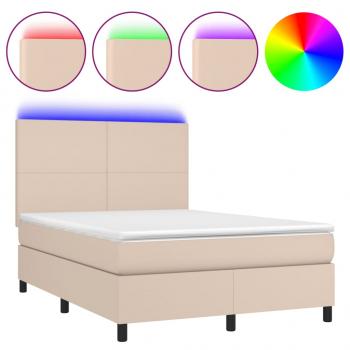 Boxspringbett mit Matratze & LED Cappuccino-Braun 140x190cm