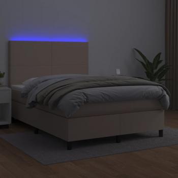 Boxspringbett mit Matratze & LED Cappuccino-Braun 140x190cm