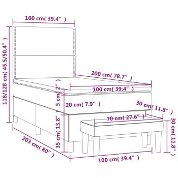 Boxspringbett mit Matratze Grau 100x200 cm Kunstleder