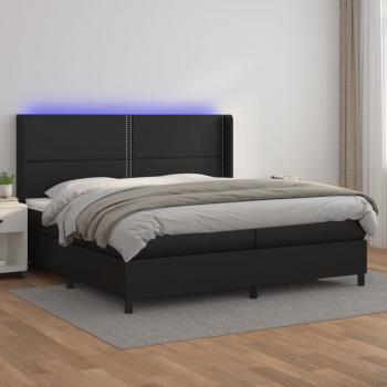 ARDEBO.de - Boxspringbett mit Matratze & LED Schwarz 200x200 cm Kunstleder