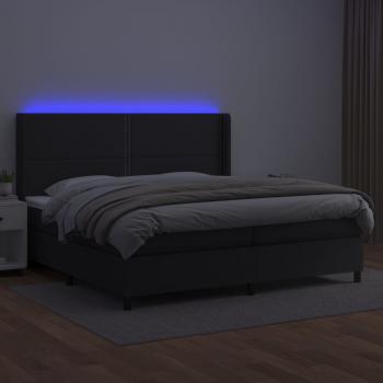 Boxspringbett mit Matratze & LED Schwarz 200x200 cm Kunstleder