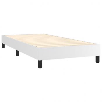 Boxspringbett mit Matratze Weiß 90x200 cm Kunstleder