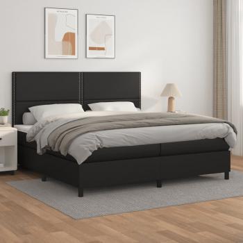 ARDEBO.de - Boxspringbett mit Matratze Schwarz 200x200 cm Kunstleder