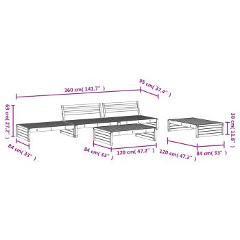 5-tlg. Garten-Lounge-Set Kiefernholz Imprägniert