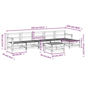 7-tlg. Garten-Lounge-Set Massivholz Douglasie