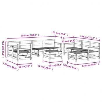 10-tlg. Garten-Lounge-Set Massivholz Kiefer