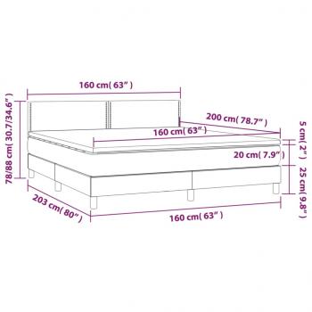 Boxspringbett mit Matratze & LED Schwarz 160x200 cm Stoff