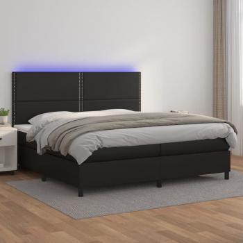 ARDEBO.de - Boxspringbett mit Matratze & LED Schwarz 200x200 cm Kunstleder