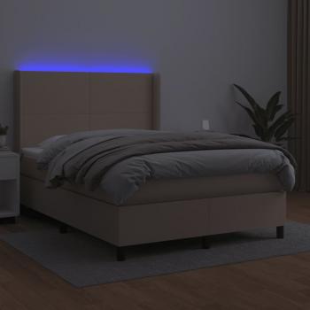 Boxspringbett mit Matratze & LED Cappuccino-Braun 140x190cm