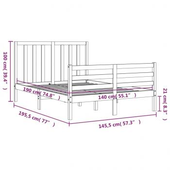 Massivholzbett mit Kopfteil 140x190 cm