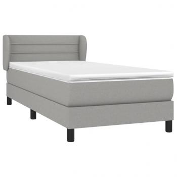 Boxspringbett mit Matratze Hellgrau 90x200 cm Stoff