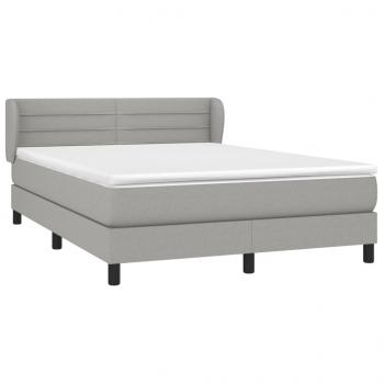 Boxspringbett mit Matratze Hellgrau 140x190 cm Stoff